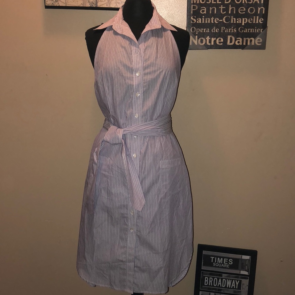 Pell&Co Purple and white stripe halter dress